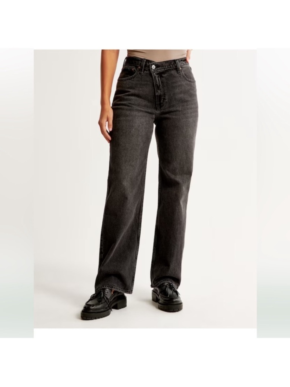 Abercrombie & Fitch 90’s Relaxed Jeans High Rise Black Curve Love Size 27